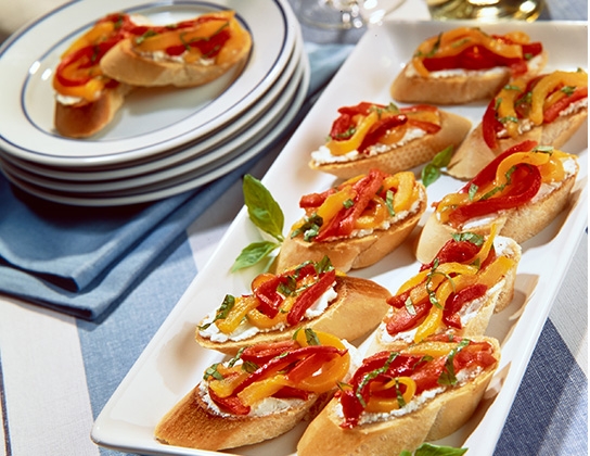 Grilled ontario greenhouse sweet pepper crostini