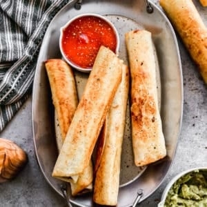 Crispy bean and cheese burritos