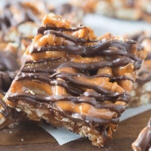 Salted chocolate and caramel pretzel bars