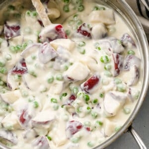 Creamed potatoes and peas