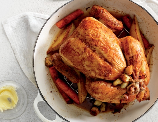 Roasted chicken with apple herb stuffing