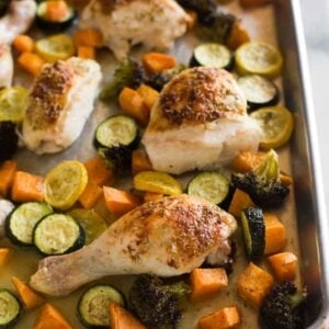 One pan roast chicken and vegetables