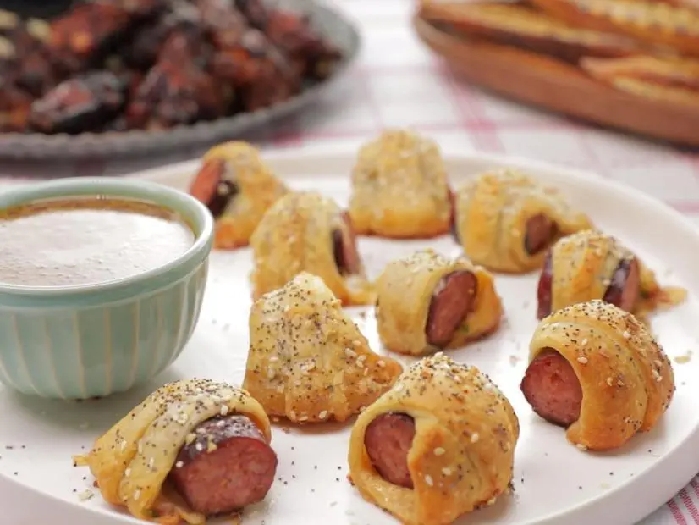 Kajun kalaches with hot tails smoked sausage and creole honey mustard recipe