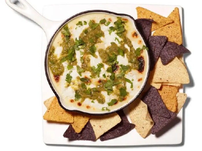 Queso fundido with roasted poblano vinaigrette recipe