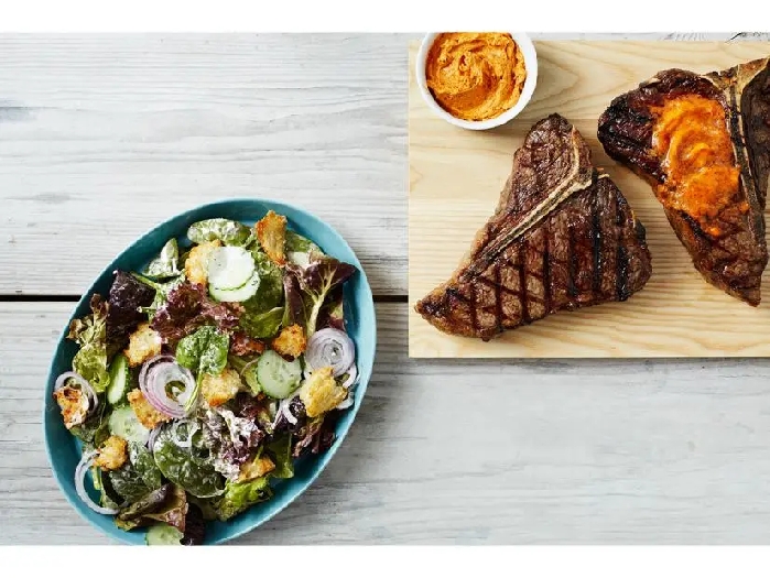 T-bone steak with charred tomato-horseradish butter recipe