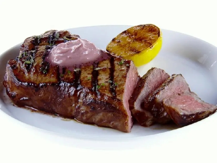 Ny strip steak with red wine-rosemary butter recipe