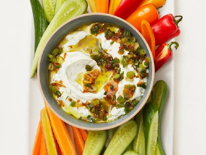 Labneh dip with scallion oil recipe