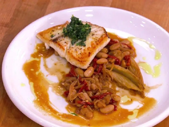 Halibut with endive and gremolata recipe