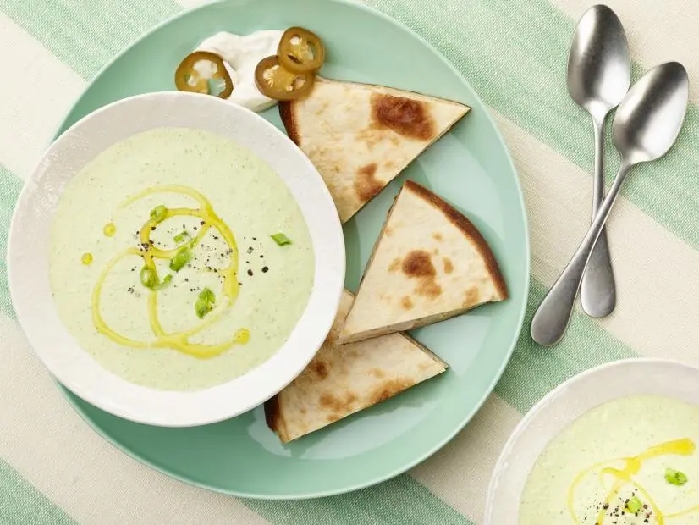 10-minute green gazpacho and smoky quesadilla recipe