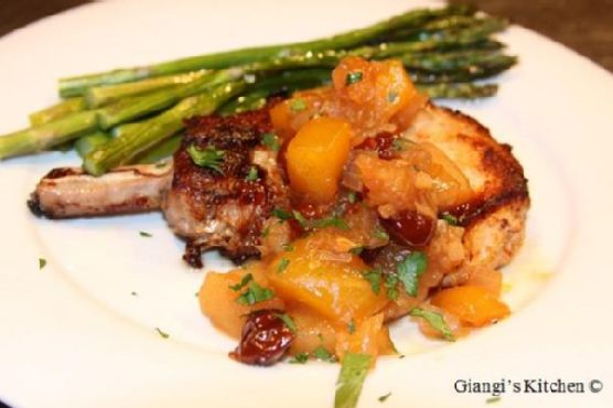 Pan Seared Pork Chops with Mango Chutney