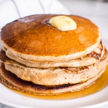 Fluffy whole wheat buttermilk pancakes