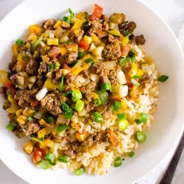 Korean ground beef and rice bowls