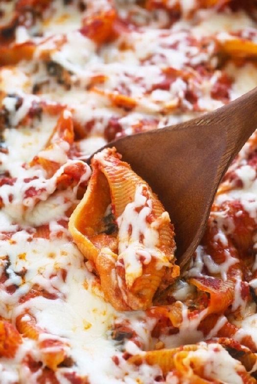 Sweet potato, spinach, and ricotta stuffed shells