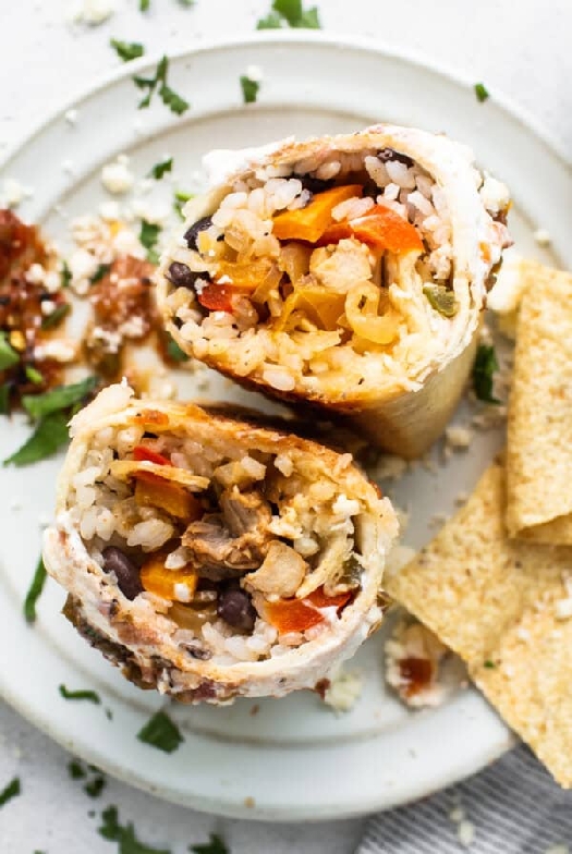 Chicken fajita burritos