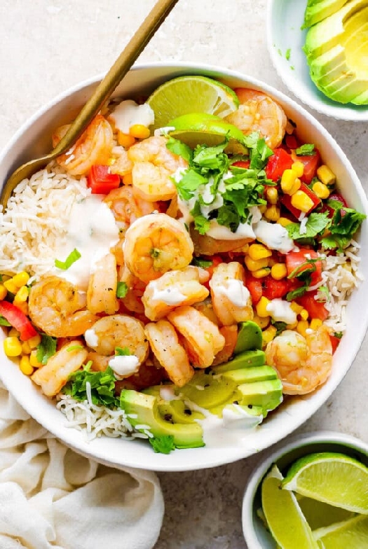 Cilantro lime shrimp bowls