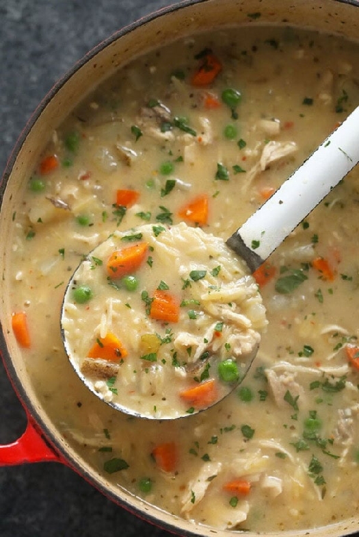 Creamy chicken orzo soup