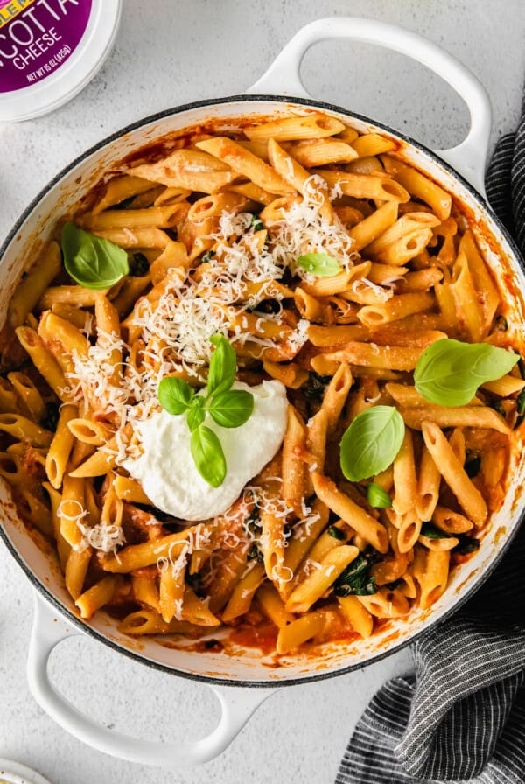 Whipped ricotta pasta with roasted tomatoes