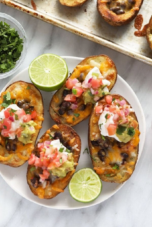 Vegetarian mexican potato skins