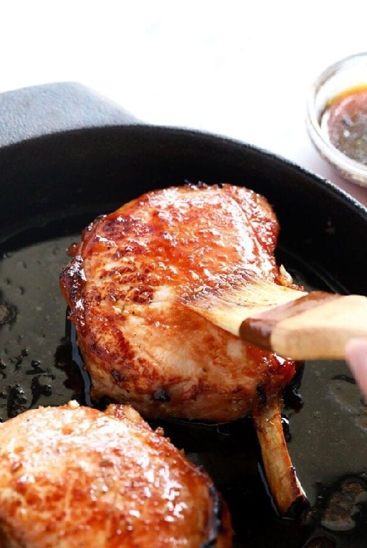 Lemongrass ginger baked bone in pork chops
