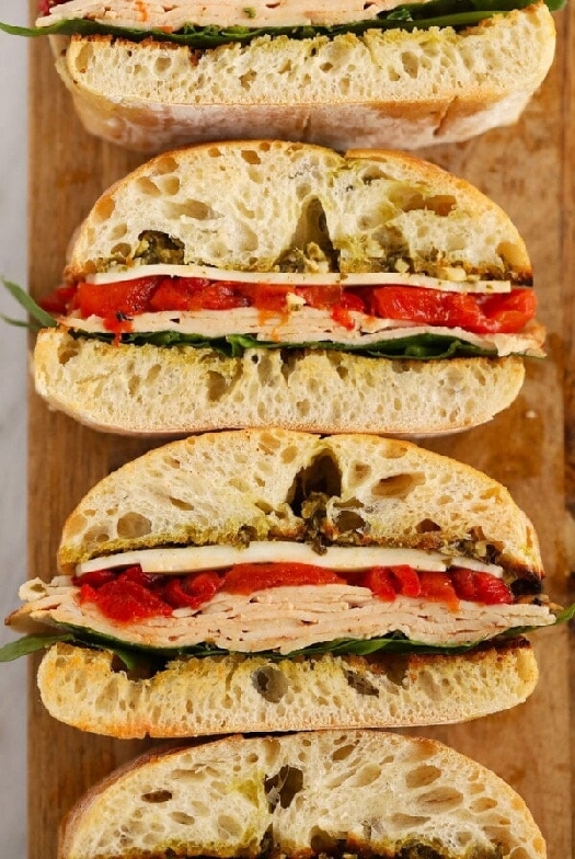 Turkey pesto sandwiches