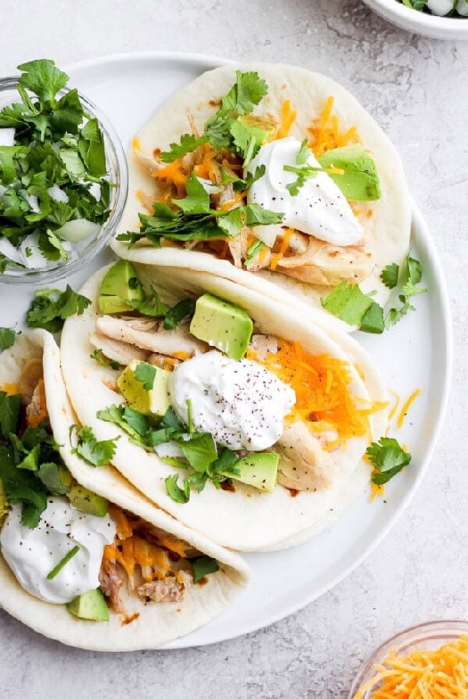 Shredded chicken tacos