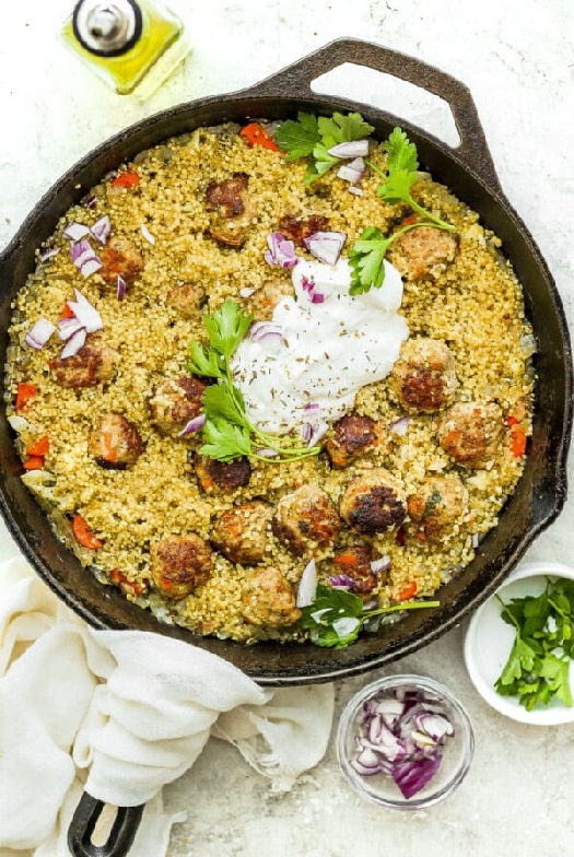 One-pot za’atar meatballs and quinoa