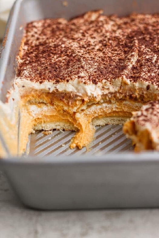 Pumpkin tiramisu (high-protein fall dessert!)