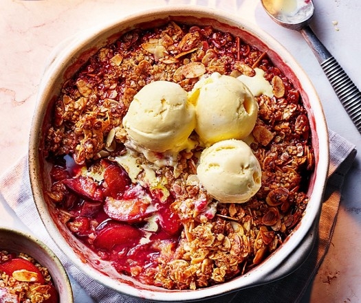 Plum flapjack crumble