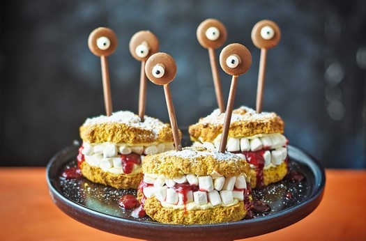 Monster face pumpkin scones