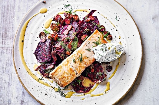 Salmon with beet remoulade
