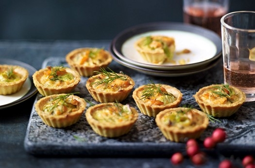 Salmon, leek & dill tartlets