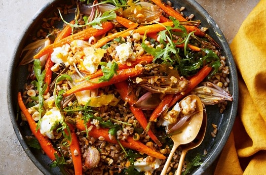 Roasted lemony carrot & spelt salad