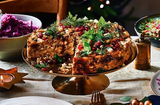 Feta, pistachio and pomegranate bake