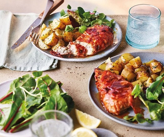 Prosciutto-wrapped chicken