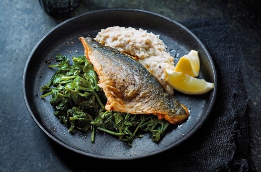 Sea bass with artichoke mash