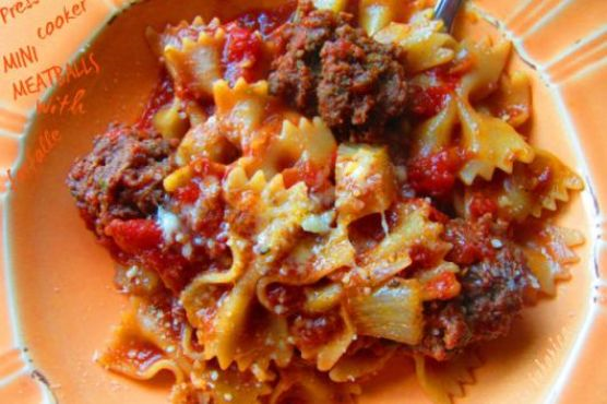 Pressure-cooker mini meatballs with farfalle