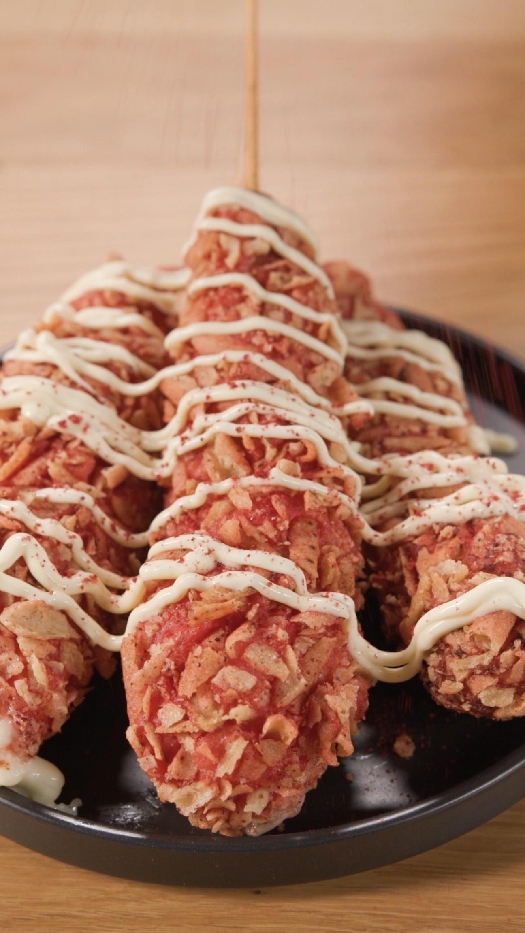 Spicy korean corn dogs