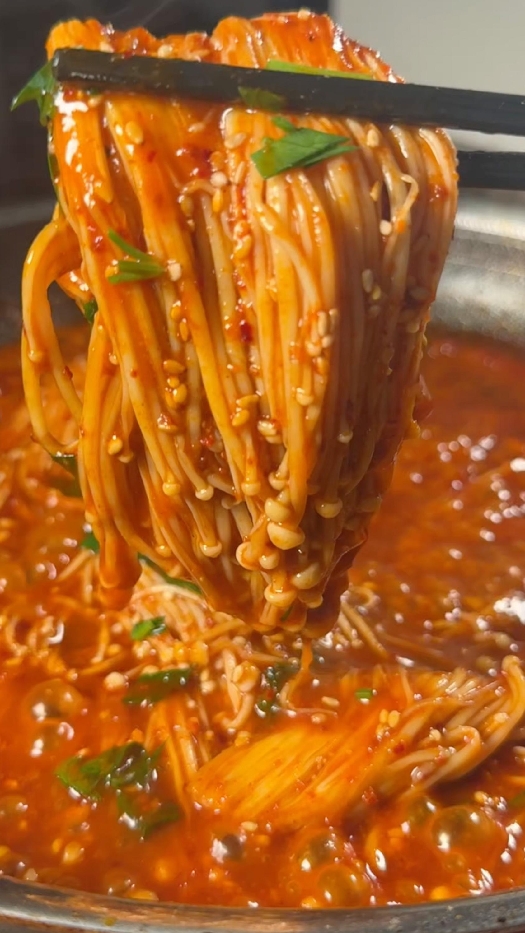 Fire enoki mushrooms