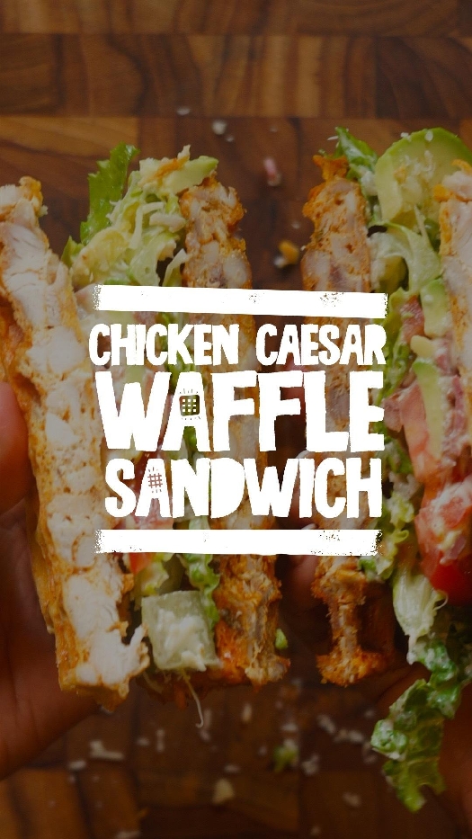 Chicken caesar waffle sandwich