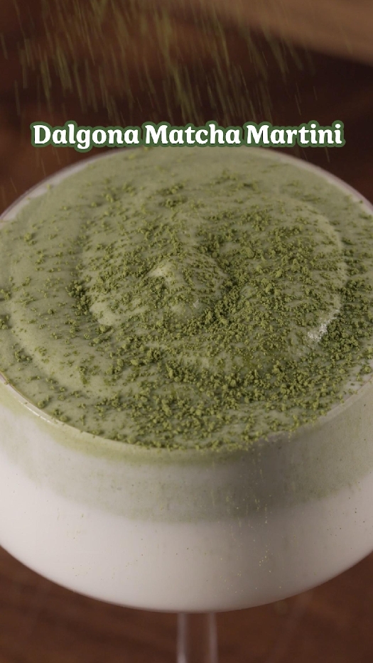 Dalgona matcha cocktail