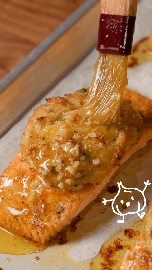 50-clove garlic crab-stuffed salmon