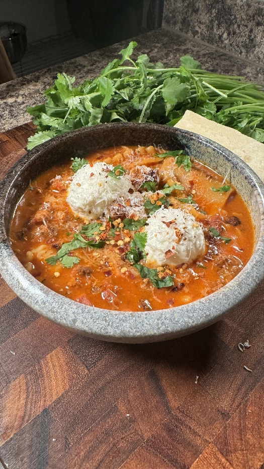 Vodka sauce lasagna soup