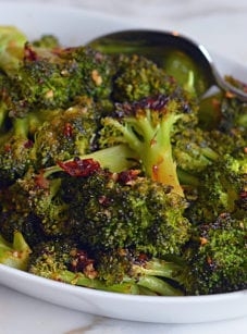 Roasted broccoli with chipotle honey butter
