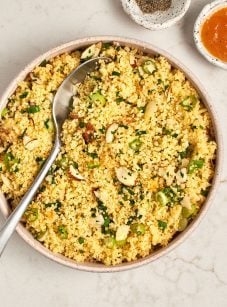 Warm couscous salad with apricot vinaigrette