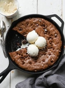 Double chocolate skillet cookie