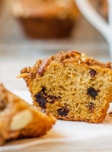 Dried cherry buttermilk muffins with almond streusel
