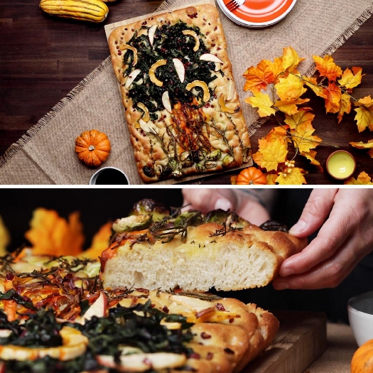 Fall foliage focaccia