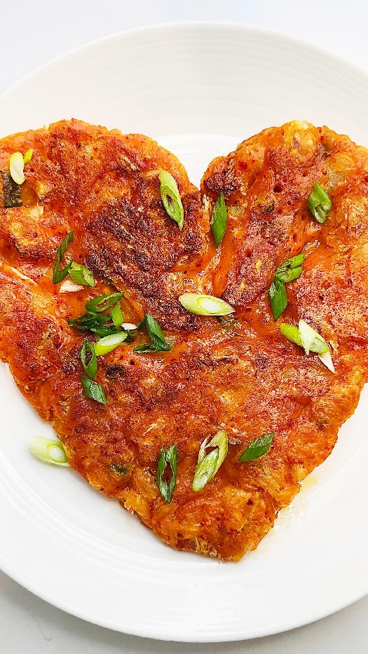 Heart-shaped kimchi pancakes