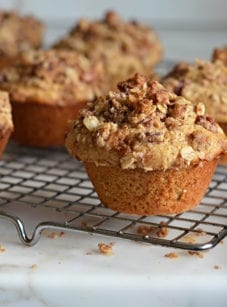 Oat muffins with pecan streusel topping