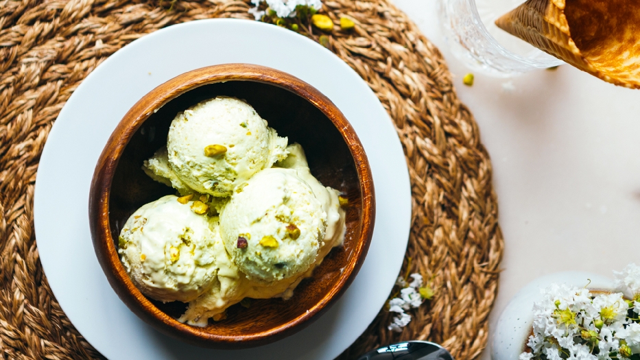 No-churn pistachio ice cream as made by dani smith